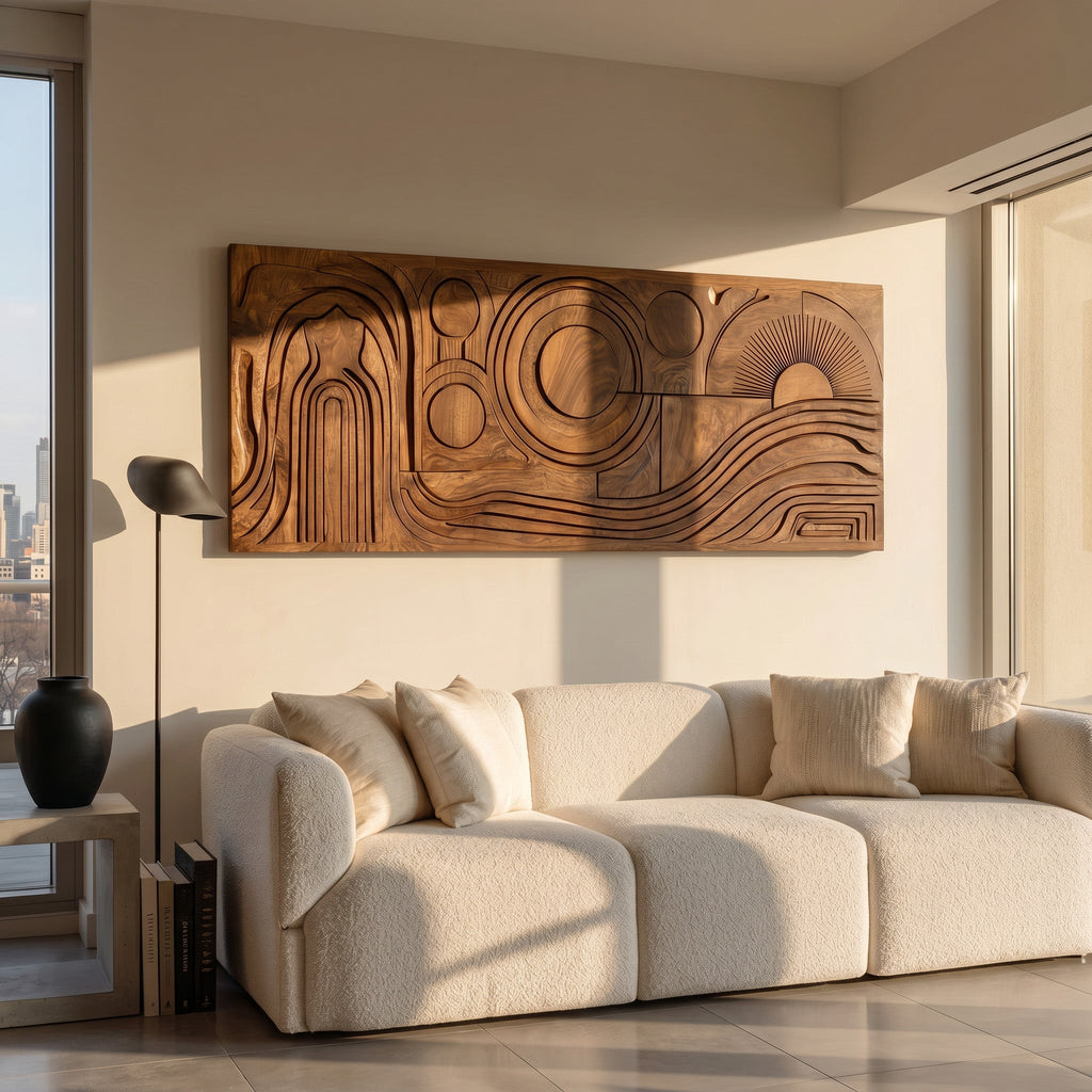 Mid Century Abstract Wood Wall Art, solid wood, built to order