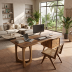 Organic Live Edge Executive Desk Modern Office, solid wood, built to order, view 2
