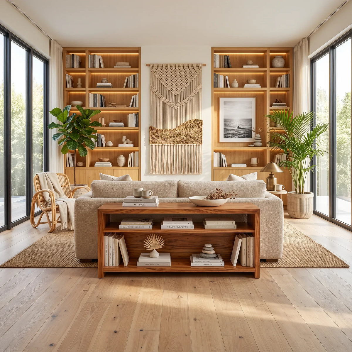 Organic Open Frame Console, solid wood, built to order