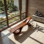 Wooden Bench with Fish Tail Shape, solid wood, built to order