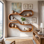 Japandi Wooden Wall Mounted Shelves, solid wood, built to order