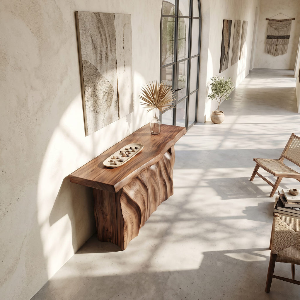 Contemporary Live Form Hall Table, solid wood, built to order