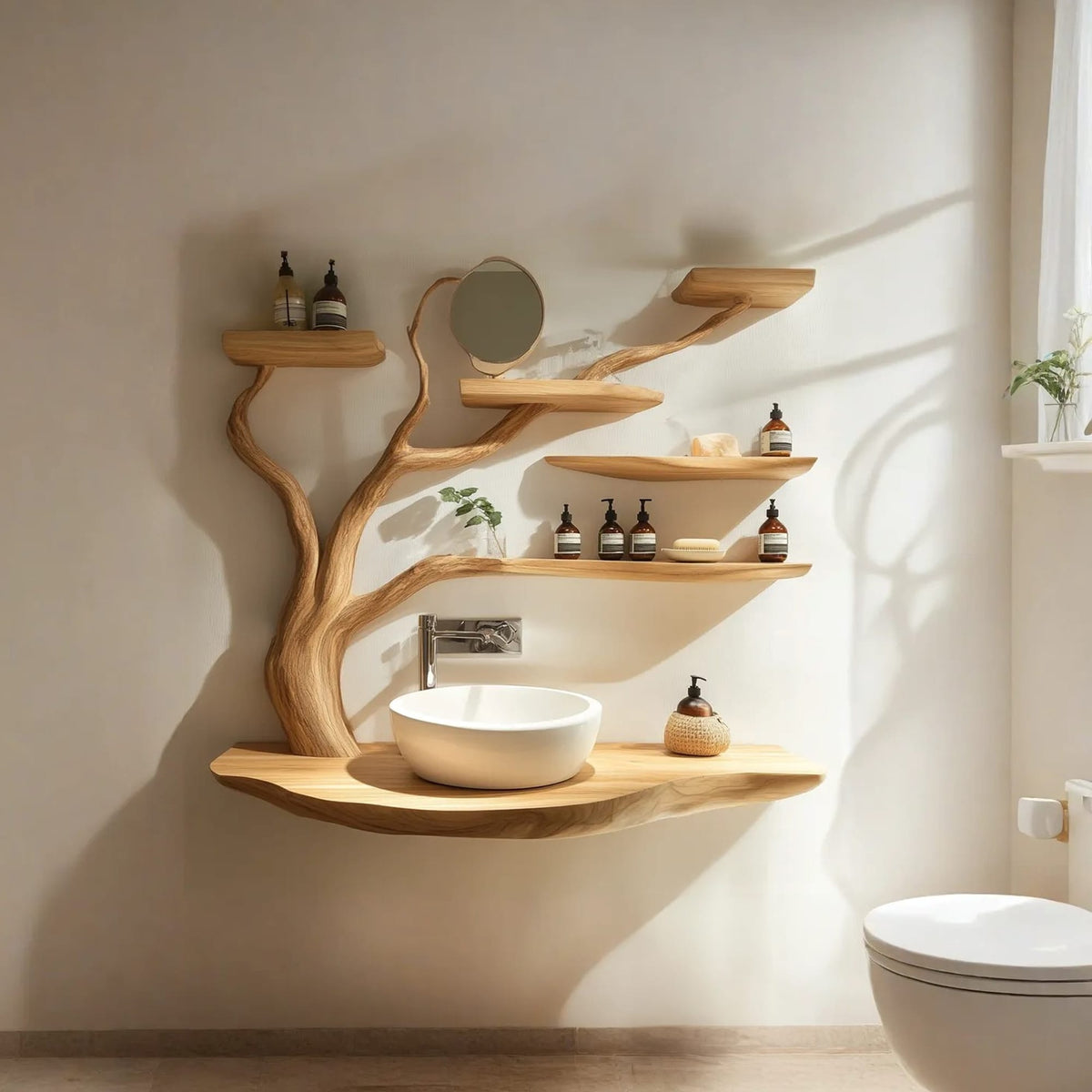 Custom Rustic Bathroom Vanity Sink Shelf Bathroom, solid wood, built to order