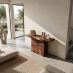 Contemporary Carved Entry Table, solid wood, built to order