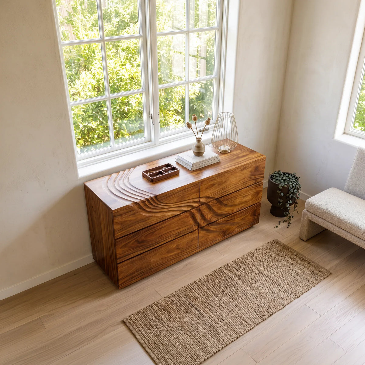 Organic Sculpted Dresser Table, solid wood, built to order, view 2