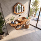 Mid Century Live Edge Floating Vanity Bathroom Decor, solid wood, built to order