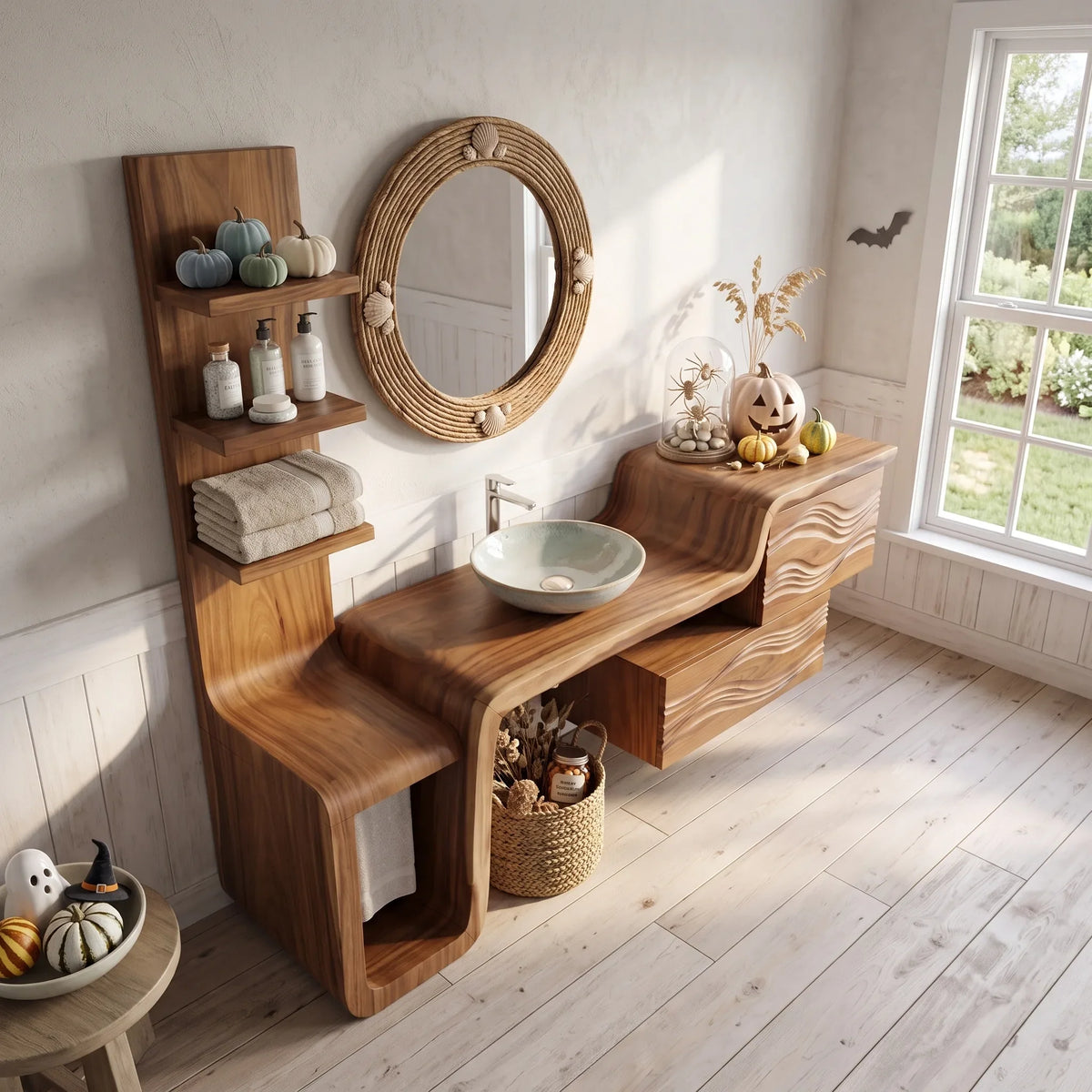 Organic Modern Bathroom Vanity Ensuite, solid wood, built to order, view 2