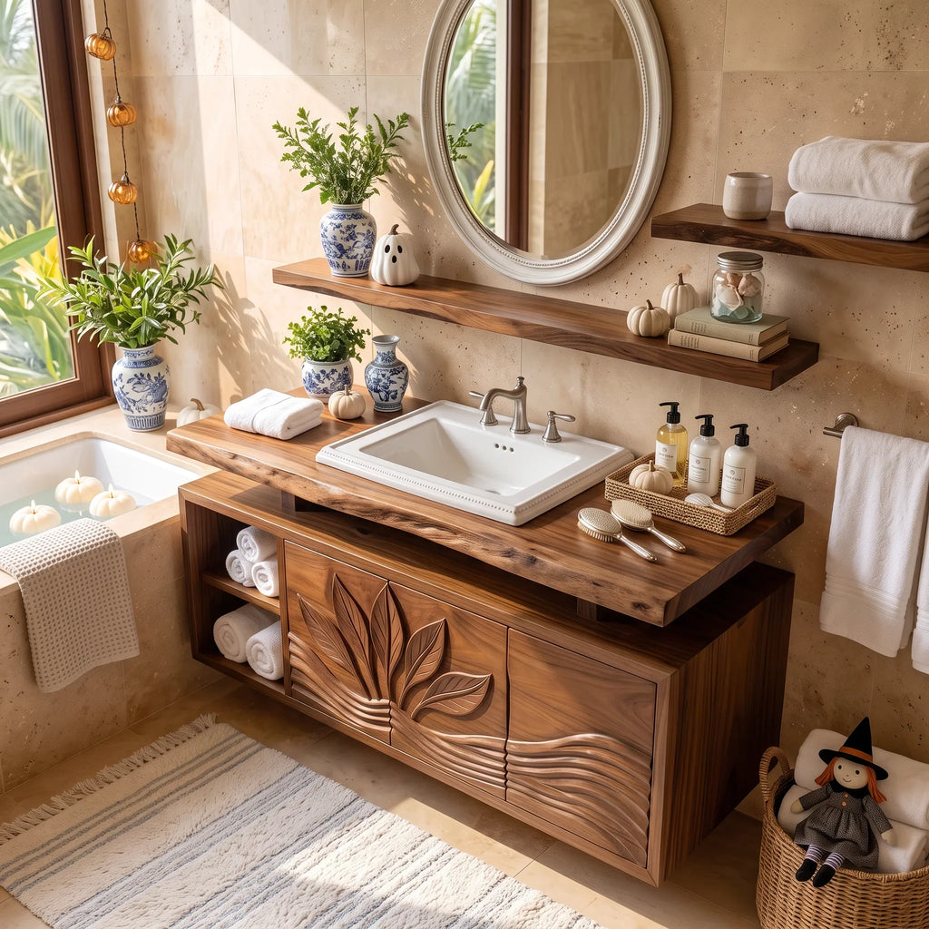 Organic Bathroom Vanity Spa Retreat, solid wood, built to order, view 2
