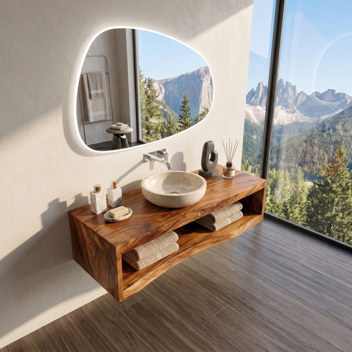 Contemporary Bathroom Cabinet Tropical Villa, solid wood, built to order