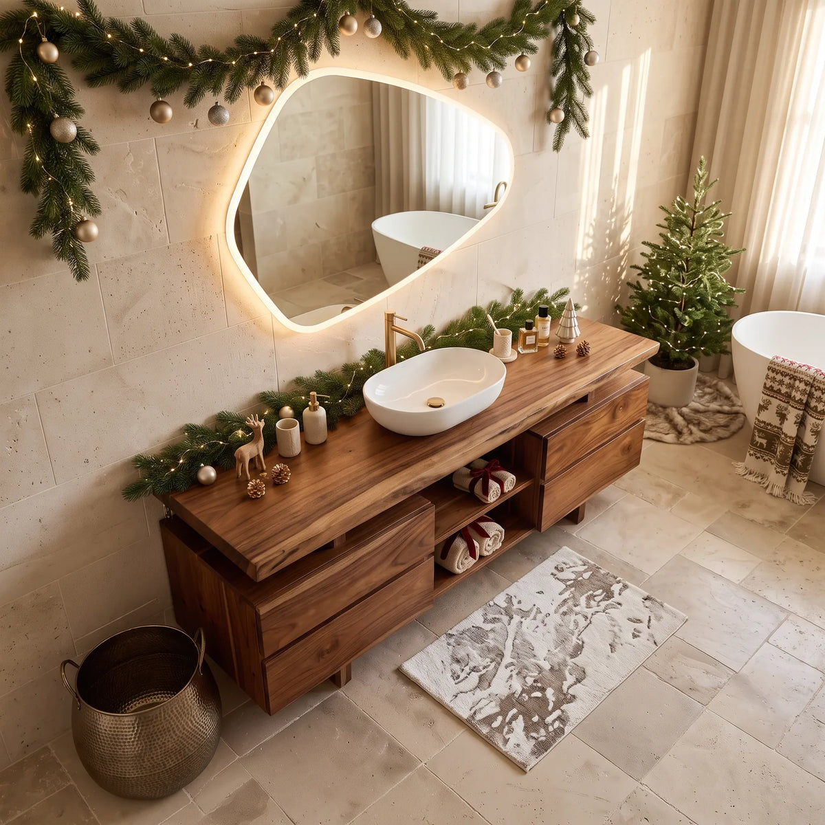 Rustic Storage Bathroom Vanity Lake House, solid wood, built to order