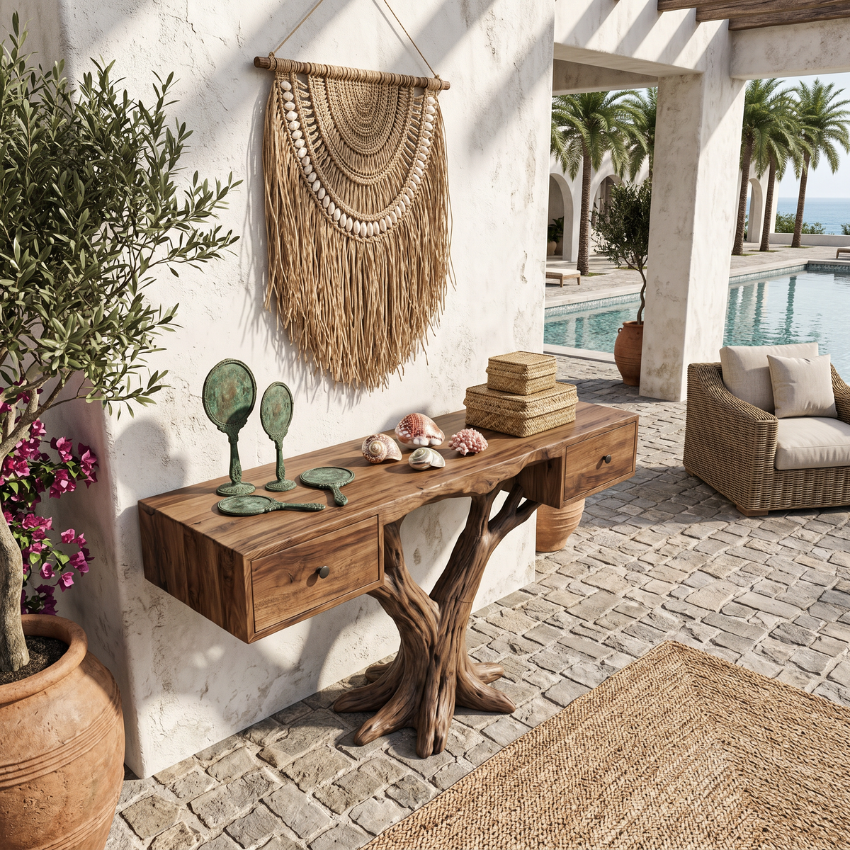 Organic Live Edge Console Table Contemporary Hallway, solid wood, built to order, view 2