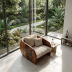 Organic Wooden Armchair with Rounded Frame, solid wood, built to order, view 2