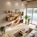Mid Century Live Edge Wood Shelves, solid wood, built to order