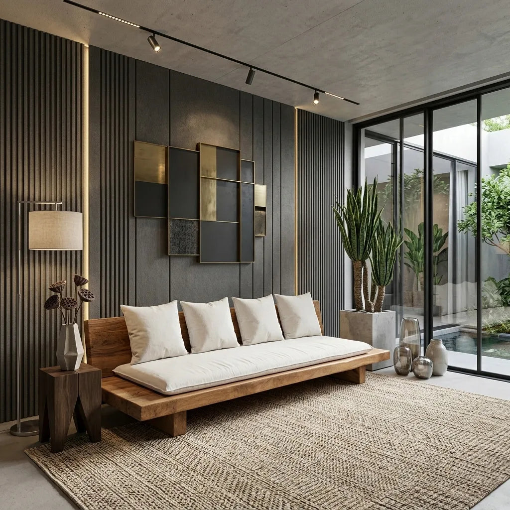 Minimalist Sofa with Cushions, solid wood, built to order, view 2