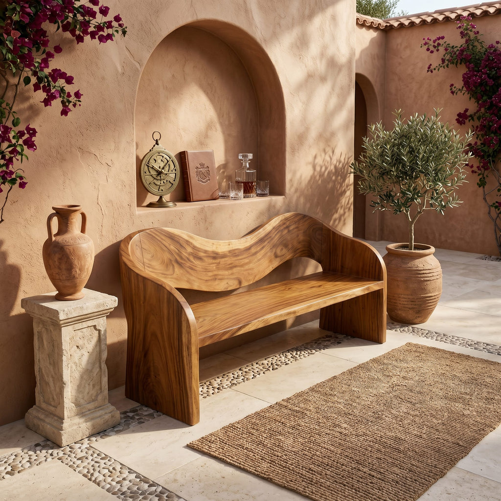 Contemporary Accent Bench Residence, solid wood, built to order