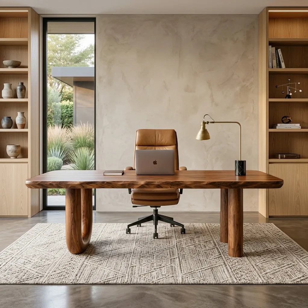 Organic U-shaped Leg Desk, solid wood, built to order, view 2