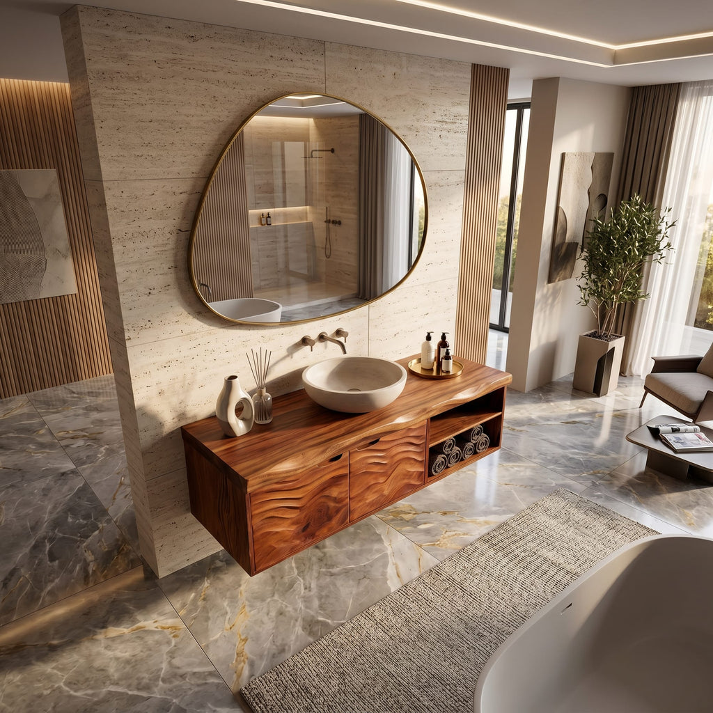 Contemporary Bath Cabinet Elegant Master Bathroom, solid wood, built to order
