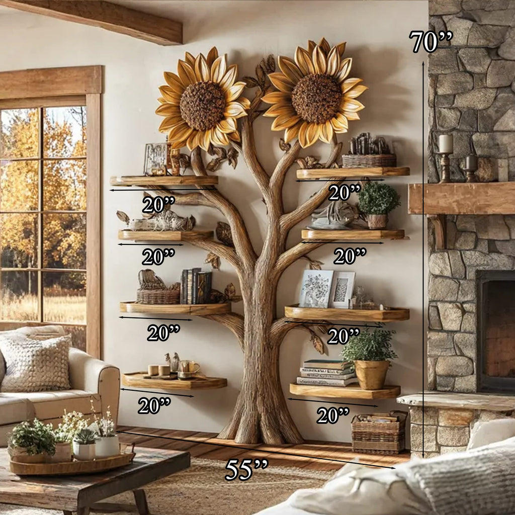 Driftwood Branch Tree Bookshelf Wall Mounted Shelf, solid wood, built to order