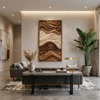 Vertical Sculptural Wall Art with Wave Carved Design, solid wood, built to order, view 2