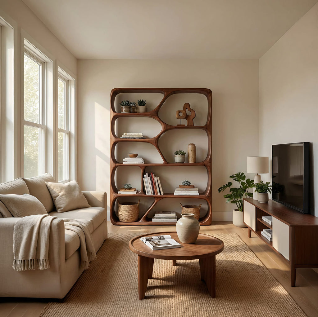 Mid Century Modern Bookcase, solid wood, built to order