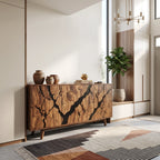 Contemporary Carved Sideboard Cabinet Entryway, solid wood, built to order, view 7