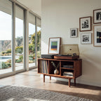 Minimalist Record Cabinet with Four Open Shelves, solid wood, built to order, view 2
