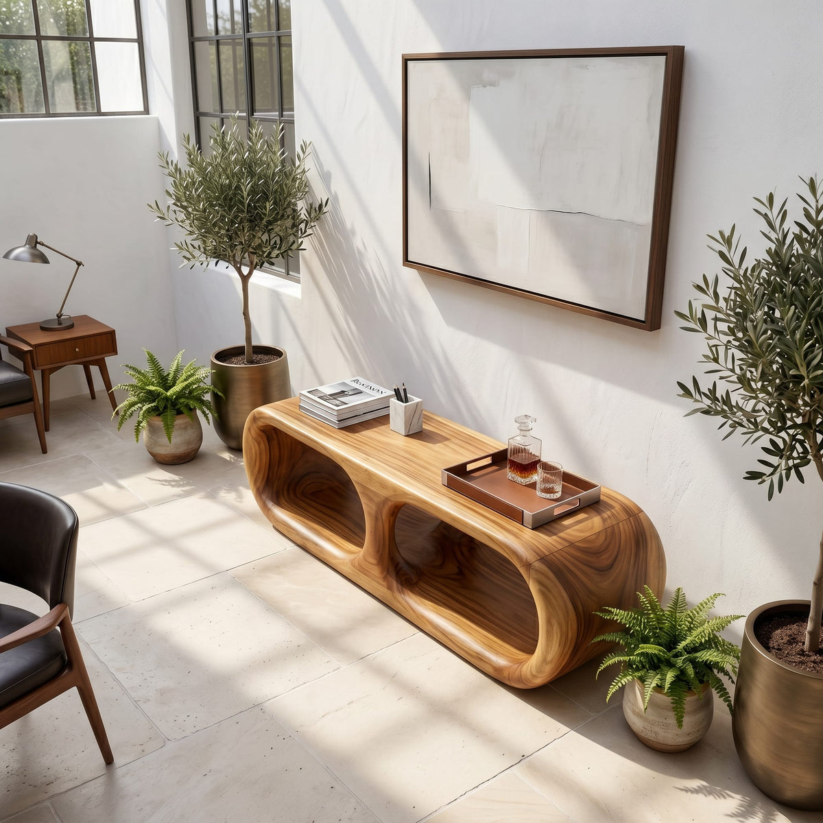 Japandi Wooden Bench Serene Entryway, solid wood, built to order
