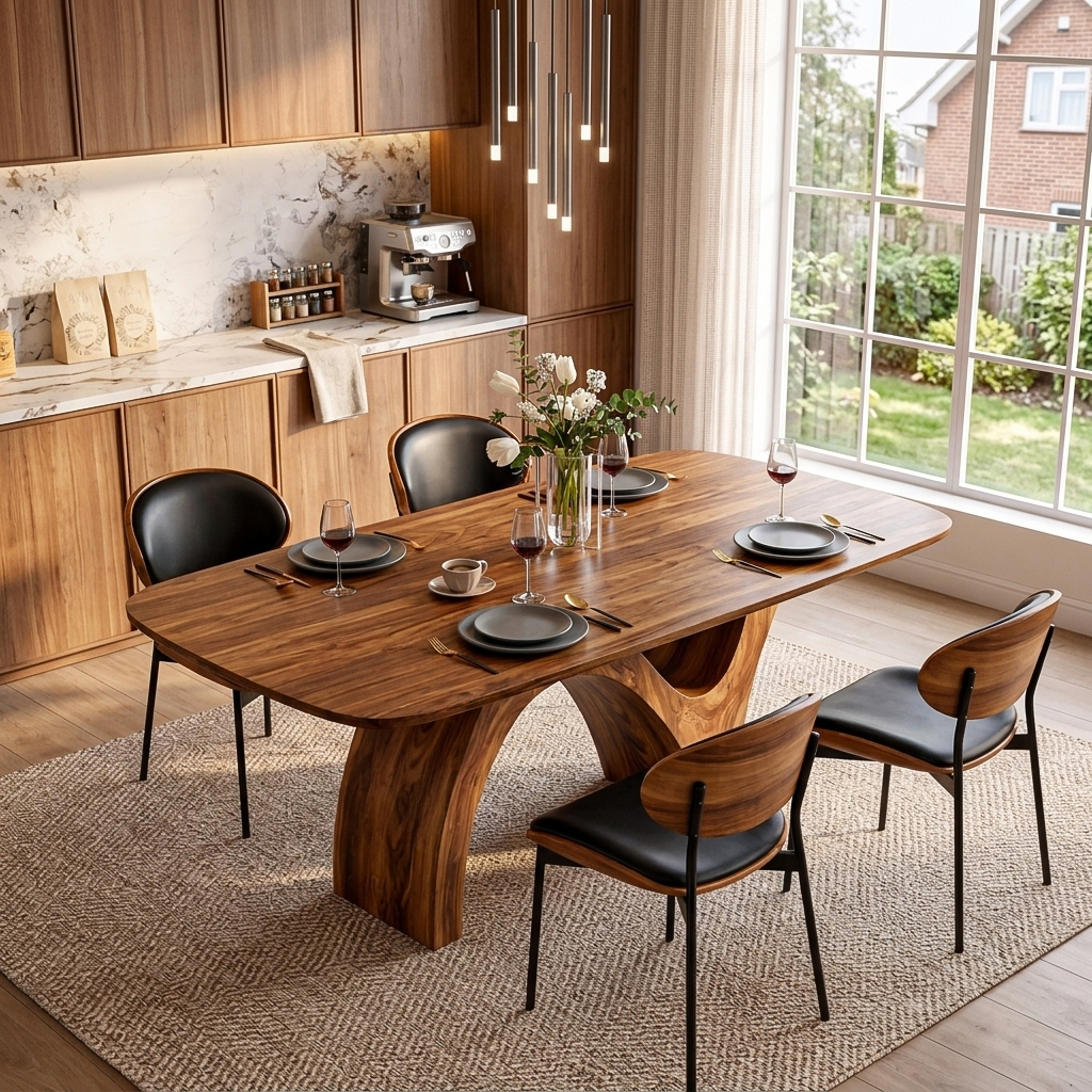 Farmhouse Dining Table with Organic Shape, solid wood, built to order, view 2
