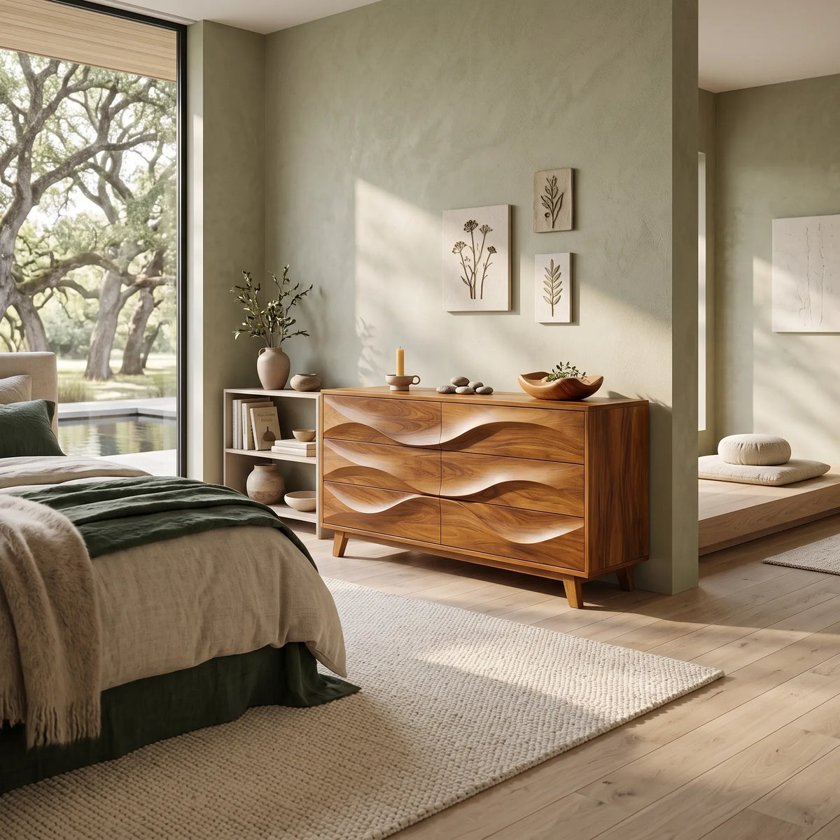 Minimalist Wave Closet Dresser, solid wood, built to order, view 2