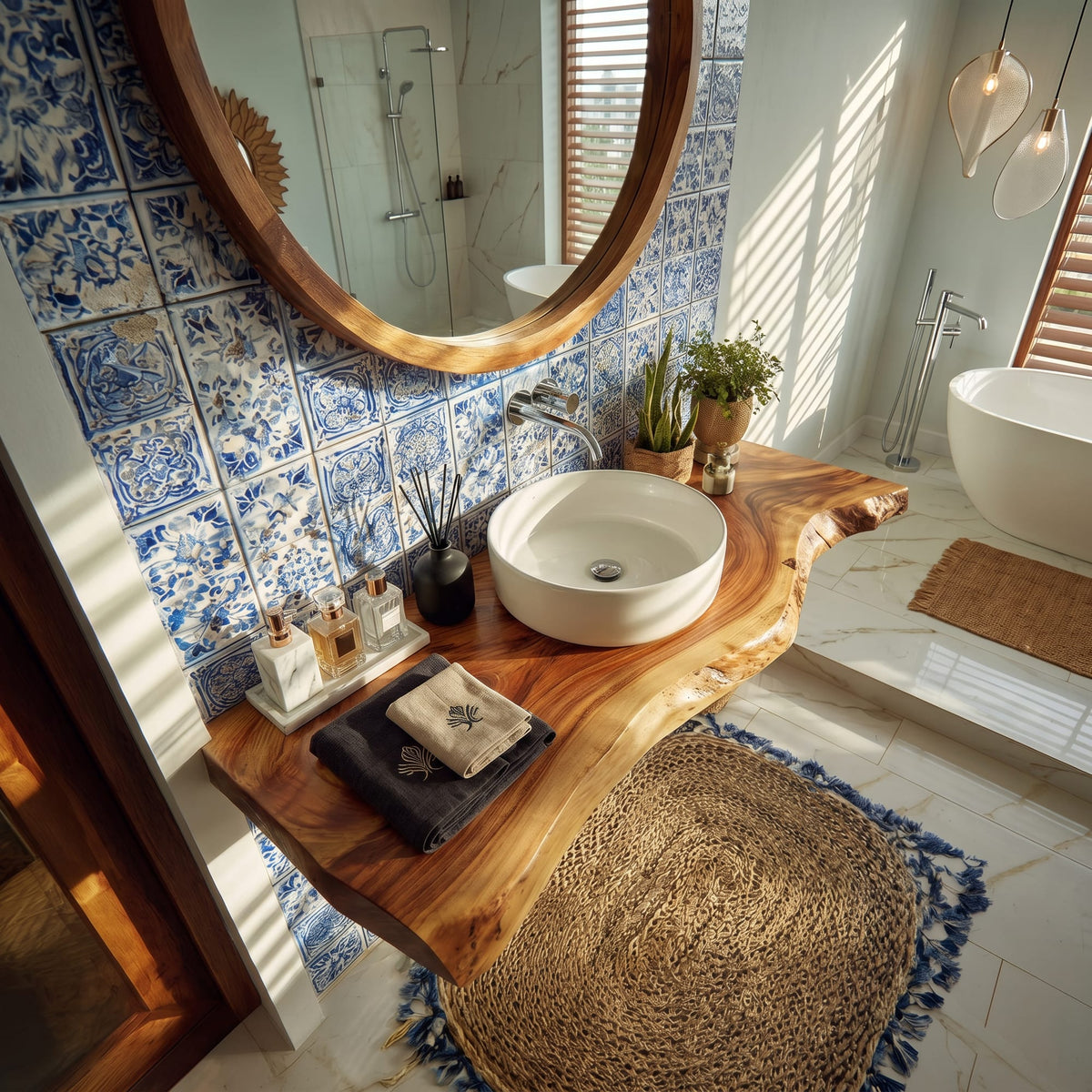 Contemporary Floating Washstand Residence, solid wood, built to order
