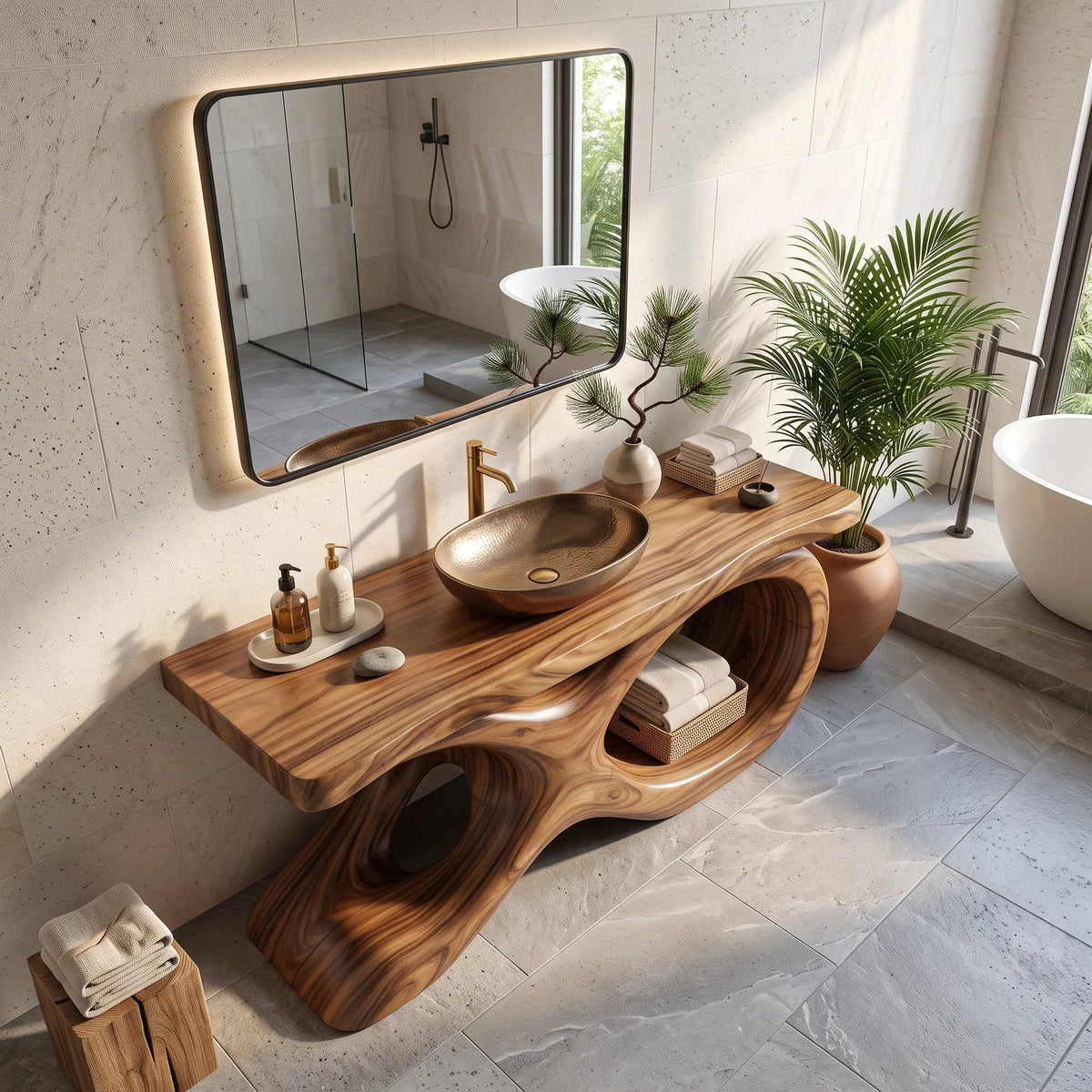Mediterranean Bathroom Vanity Cabinet Villa, solid wood, built to order