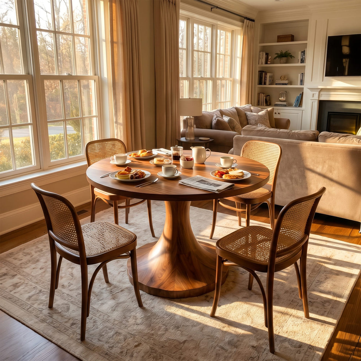 Organic Pedestal Solid Dining Table