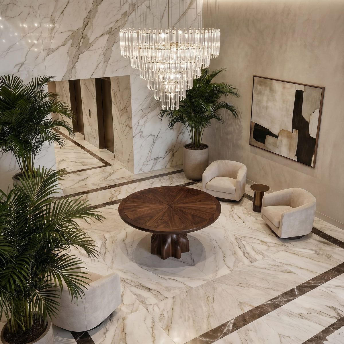 Solid Pedestal Console Table