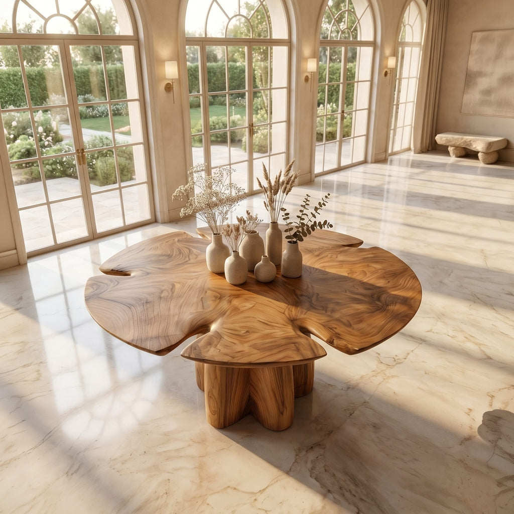 Modern Sculptural Pedestal Side Table - solid wood, built to order