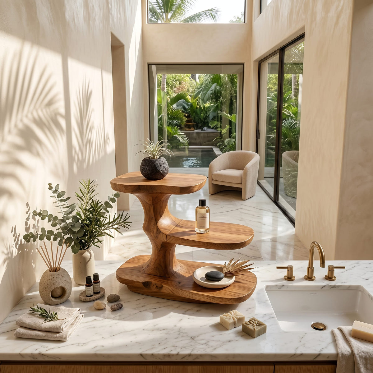 Curved Floating Bath Shelf