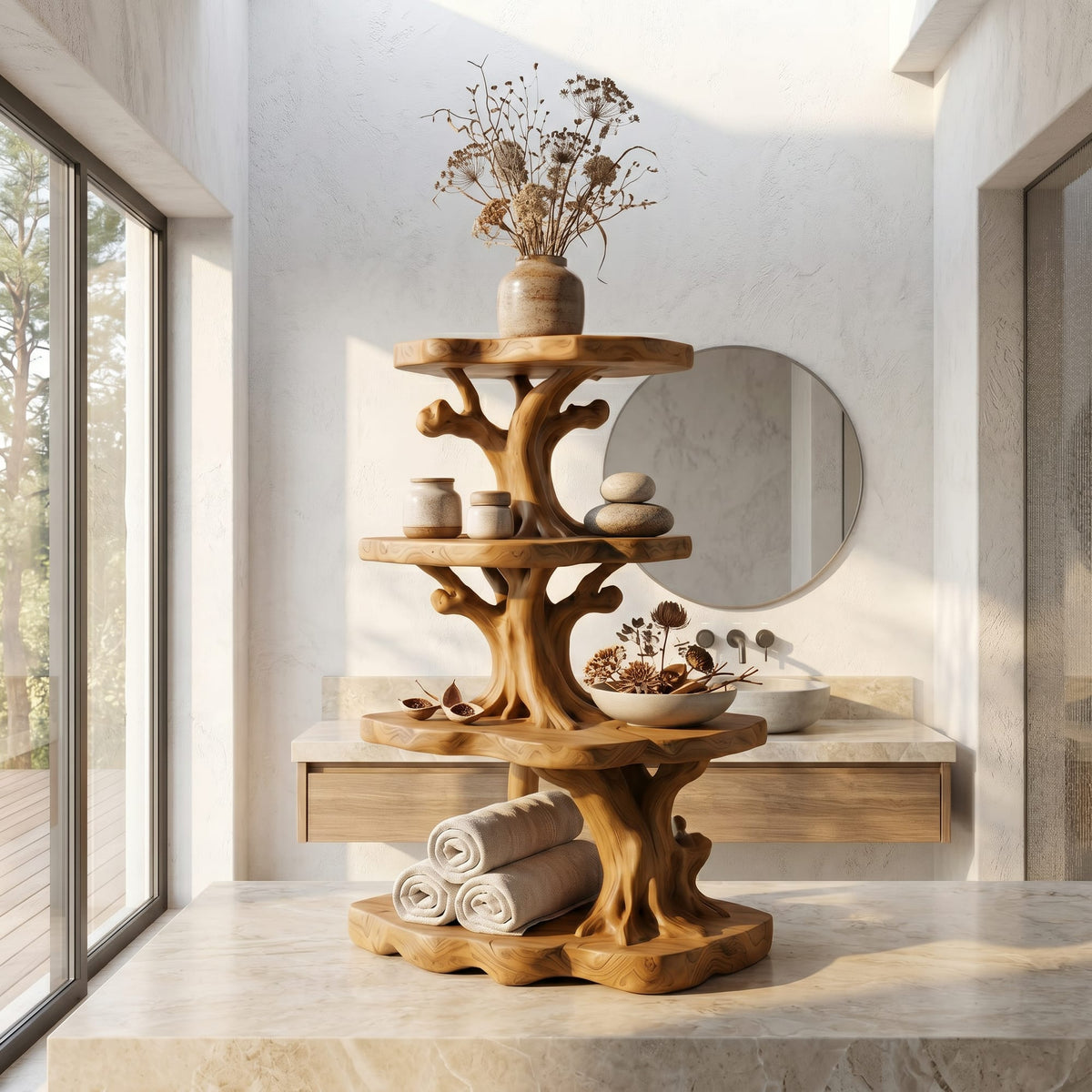 Nature-inspired Storage Bath Shelf