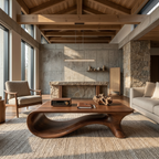Modern Coffee Table with Flowing Organic Silhouette, solid wood, built to order, view 3