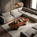 Rustic Coffee Table with Sculptural Base, solid wood, built to order, view 2