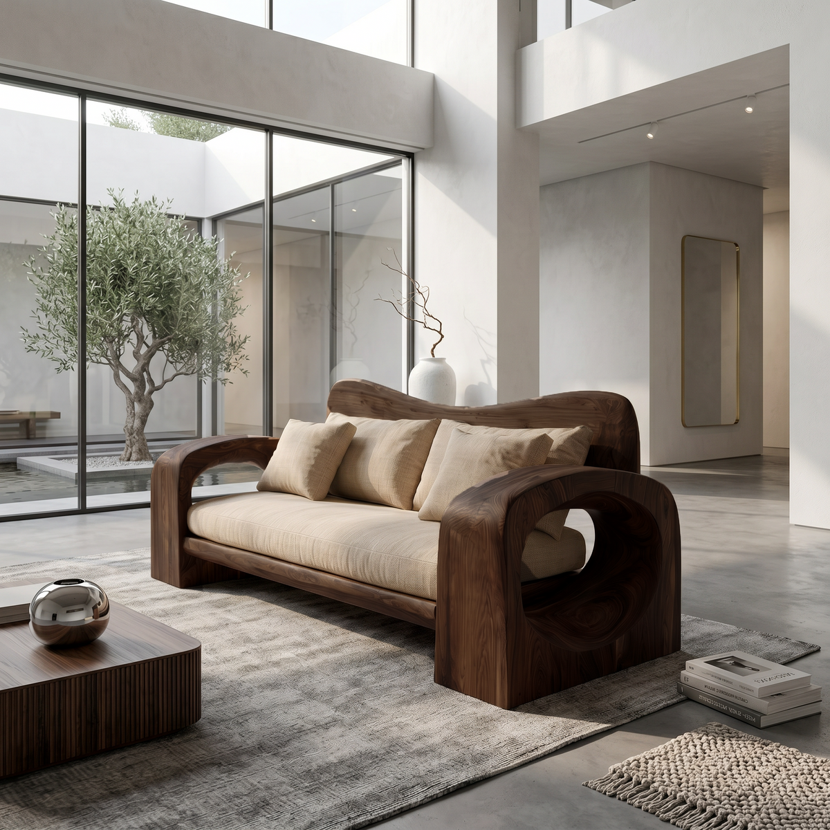 Organic Sofa Frame with Structure, solid wood, built to order, view 2