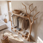 Rustic Tree Clothing Stand Bedroom Mudroom Entryway, solid wood, image 2 of 8