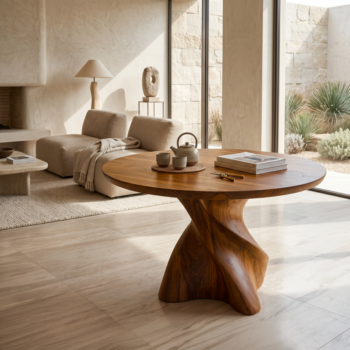 Organic Modern Foyer Table Freeform Design, solid wood, built to order, view 3
