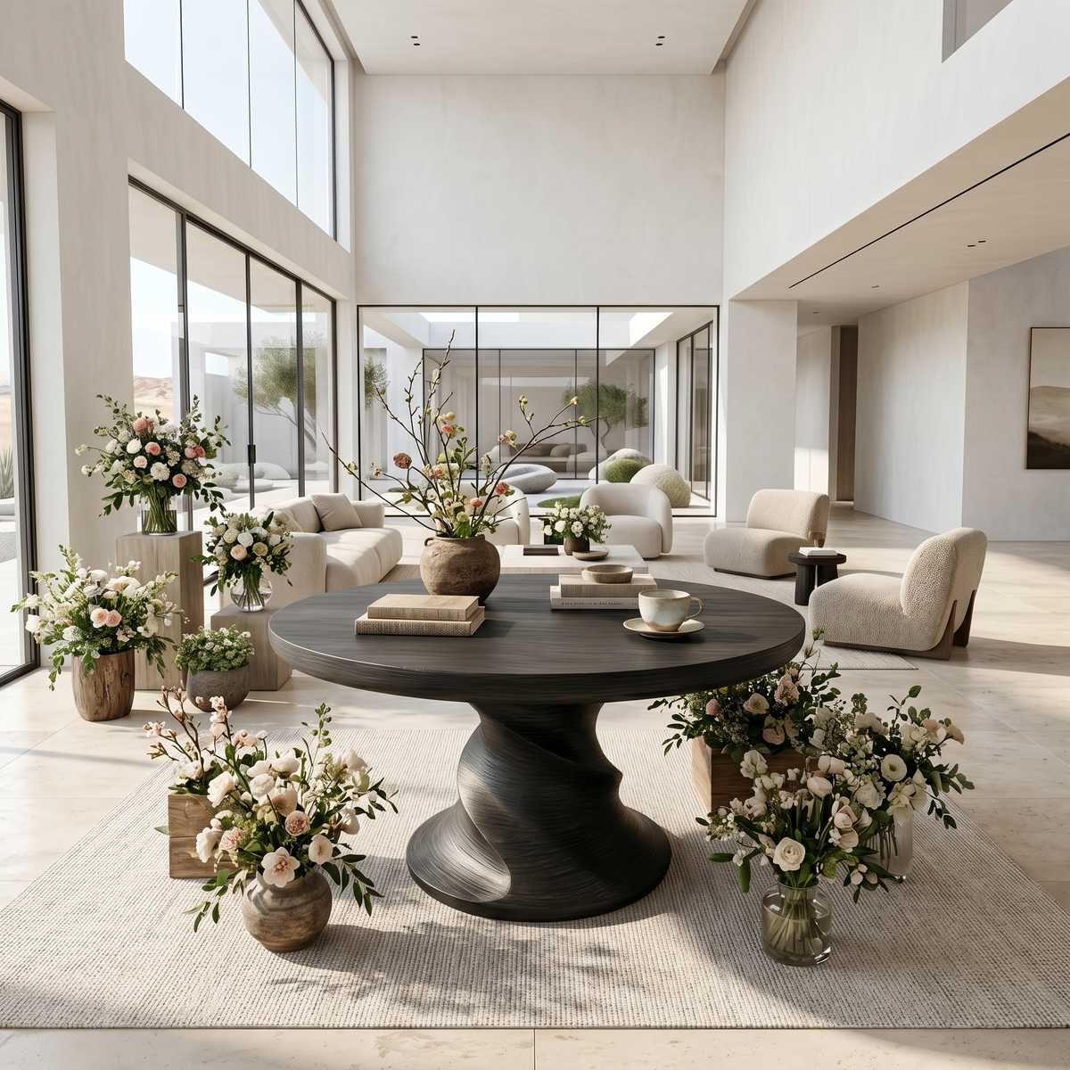 Contemporary Center Table with Flowing Curved Design, solid wood, built to order, view 3