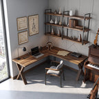 Midcentury Corner Desk Home Office, solid wood, built to order