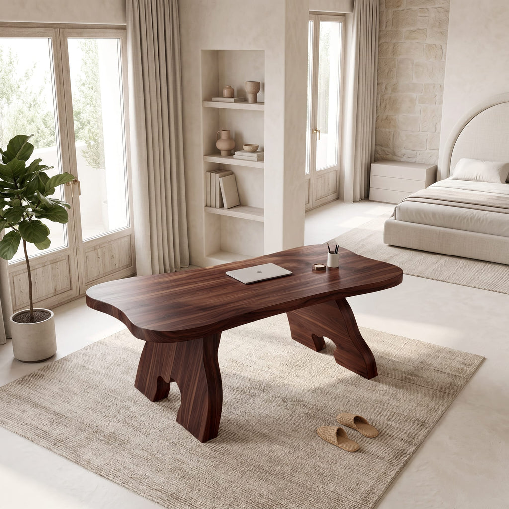 Contemporary Office Desk with Edge Top, solid wood, built to order