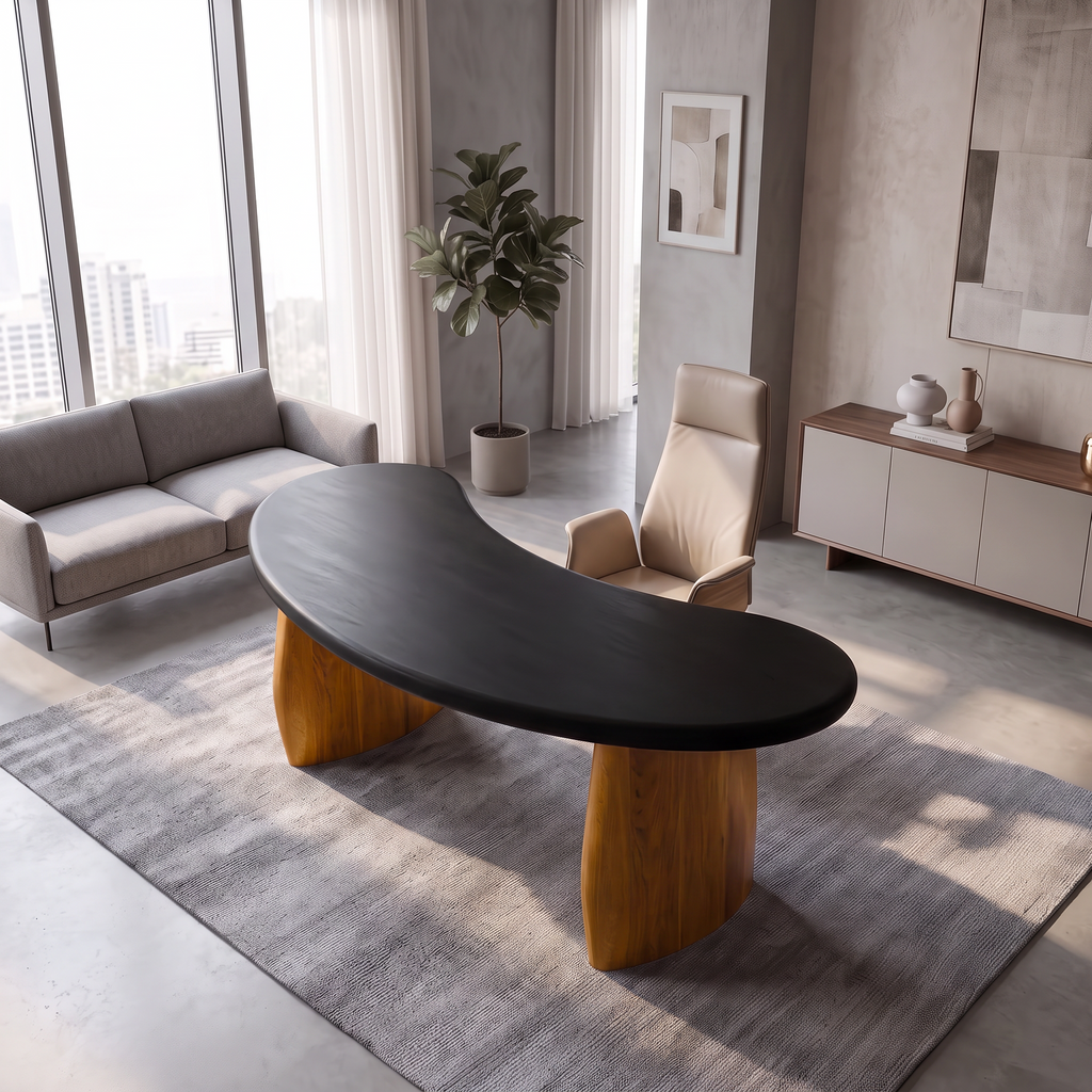 Minimalist Desk with Rounded Base, solid wood, built to order, view 2