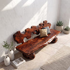 Contemporary Garden Bench with Interwoven Branch Design, solid wood, built to order
