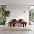 Organic Wooden Bench with Flowing Back Design, solid wood, built to order, view 8
