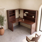 Contemporary Corner Desk with Built in Bookcase, solid wood, built to order