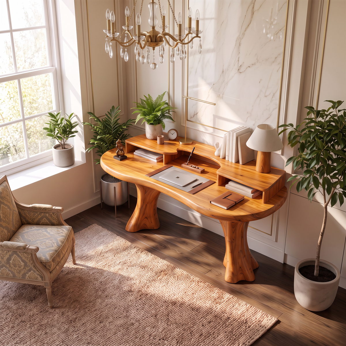 Minimalist Working Desk with Clean Frame and Grain Surface, solid wood, built to order, view 8