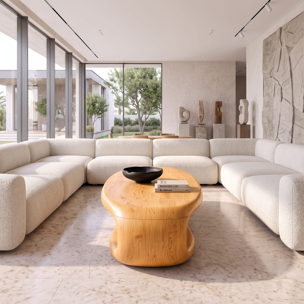Contemporary Coffee Table with Oval Top Design, solid wood, built to order